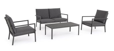Garten-Set Ronoko aus Aluminium und Olefin-Gewebe, modern, anthrazit, 4-teilig für Ou