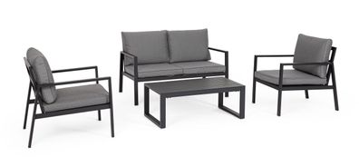 Garten-Set Edila Aluminium, modern und gepolstert, anthrazit, 4-teilig für Outdoor