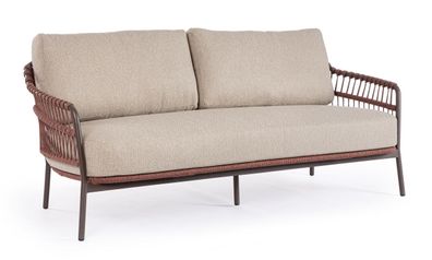 Gartensofa Aitalia aus Metall, modernes Design, wasserabweisender Bezug, Farbe Java,