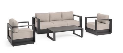 Garten-Set Sesmo aus Aluminium und Olefin-Gewebe, modern, anthrazit sand, inkl. Kisse