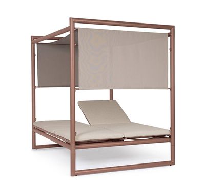 Gartendaybed Ronoko aus Aluminium, modern gepolstert, verstellbare Rückenlehne, beige