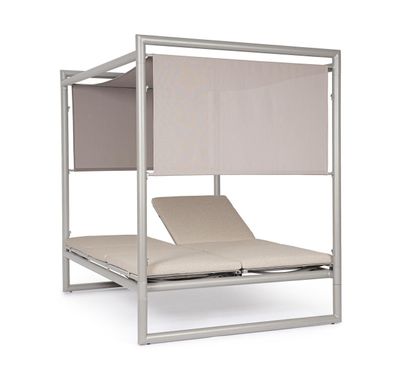 Gartendaybed Ronoko aus Aluminium, modern, verstellbare Rückenlehne, gepolstert, beig