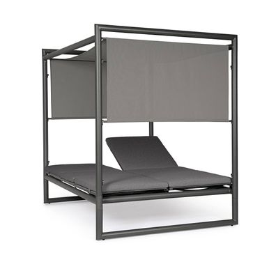Gartendaybed Ronoko aus Aluminium, modern, gepolstert, anthrazit, verstellbare Rücken