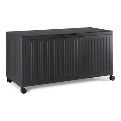 Gartentruhe Necon - Aluminium Anthrazit, mit Gaskolben und Rollen, Größe S