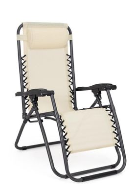 Liegestuhl Tansana 2er-Set aus Metall, klassisch, verstellbare Rückenlehne, creme