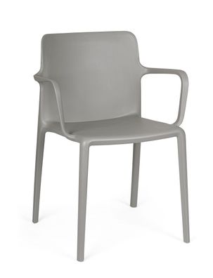 Stuhl Sirol 4er-Set Kunststoff mit Armlehne, modern, grau, UV-beständig und stapelbar