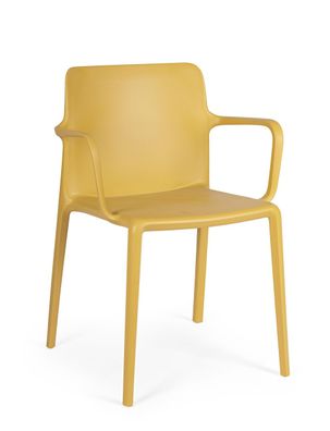 Stuhl Sirol 4er-Set Kunststoff mit Armlehne, modern, ocker, UV-beständig und stapelba