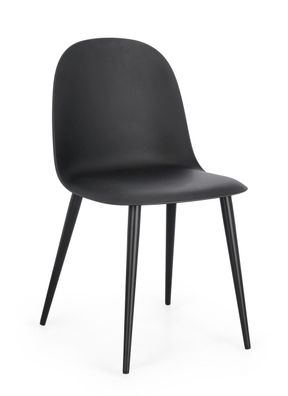 Esszimmerstuhl Allini 4er-Set aus Kunststoff, modernes Design, Schwarz, Metallgestell