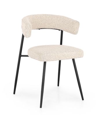 Esszimmerstuhl Aimala 4er-Set aus Boucle, modernes Design, elfenbein, gepolstert und