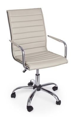 Bürostuhl Erthap aus Kunstleder, modern und höhenverstellbar, taupe, mit Rollen und A