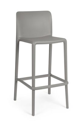 Barhocker Sirol 4er-Set aus Kunststoff, modernes Design, grau, mit Fußstütze, UV-best