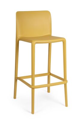 Barhocker Sirol 4er-Set aus Kunststoff, modernes Design, ocker, mit Fußstütze, UV-bes