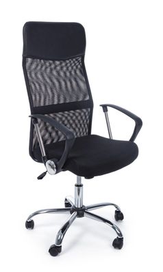 Bürostuhl Rakadi aus Netzgewebe mit Armlehne, modern, höhenverstellbar, schwarz, gepo