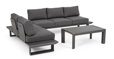 Garten-Set Ronoko 3er Gruppe, Aluminium pulverbeschichtet, modern, anthrazit, Outdoor