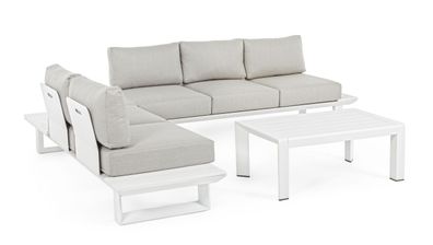 Garten-Set Ronoko aus Aluminium, modern und wetterfest, weiß und anthrazit, inkl. Kis