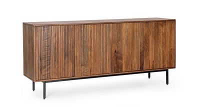 Sideboard Atidat aus Mangoholz, modernes Design, Braun, 170 cm, Push-to-Open-System