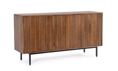 Sideboard Atidat aus Mangoholz, modern, Push-to-Open-System, braun, 140 cm, Metallges