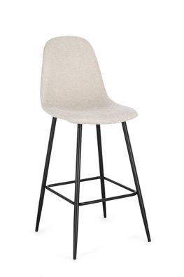 Barhocker New Alirela 2er-Set aus Stoff, modern, Beige/Schwarz, mit Fußstütze, gepols