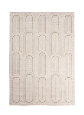 Teppich Inaza aus Stoff, Boho Skandi Design, creme grau, 160x230 cm, weicher Flor