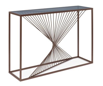 Konsole Laspiri aus Metall und Glas, modernes Design, braun dunkelbronze, 107 cm brei