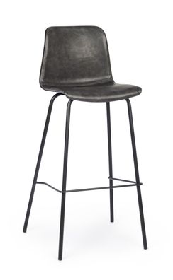 Barhocker Aryka 2er-Set aus Kunstleder, modern, anthrazit-schwarz, gepolstert, Metall