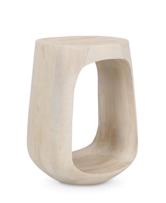 Beistelltisch Zepolez aus Mangoholz, skandinavisches Design, rund, natur, Ø 33 cm