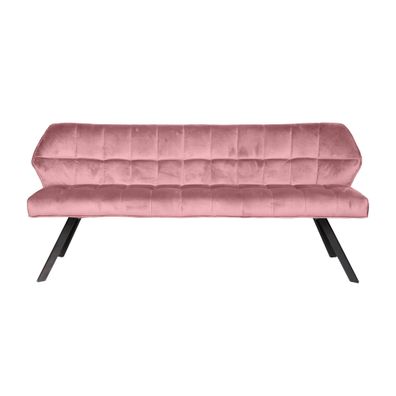 Esszimmerbank Spinras mit Lehne, Samtbezug modern, Rosa, weich gepolstert für 2?3 Per