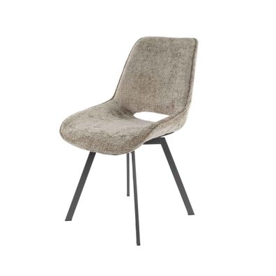Esszimmerstuhl 4er-Set Tuville, Webstoff drehbar, modern, Champagner, gepolstert, sei