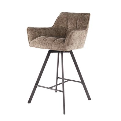 Barhocker Spinras 2er-Set Webstoff, modern mit Armlehne und Drehfunktion, champagner