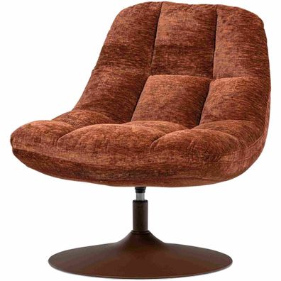 Drehsessel Elvi aus Chenille-Stoff, moderner Relaxsessel mit Drehfunktion, rostbraun,