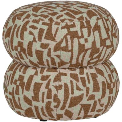Hocker Anic aus Webstoff, modern und kreativ, braun gemustert, rund und gepolstert, 4