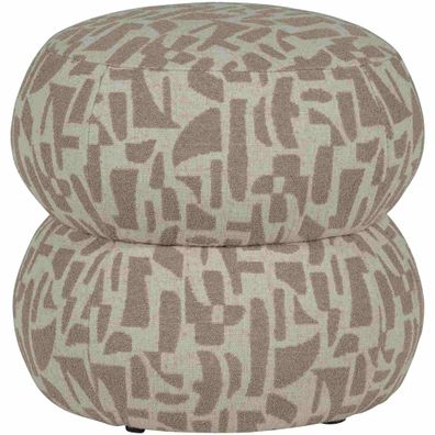 Hocker Anic aus Webstoff, modern mit kreativem Muster, sandfarben, rund und gepolster