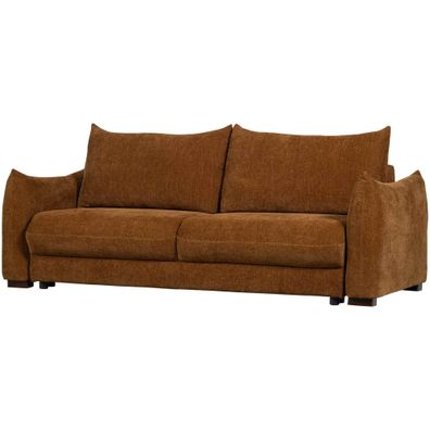 Schlafsofa Jonne Chenille, modern wandelbar mit Bettkasten, 3-Sitzer in Braun, weich