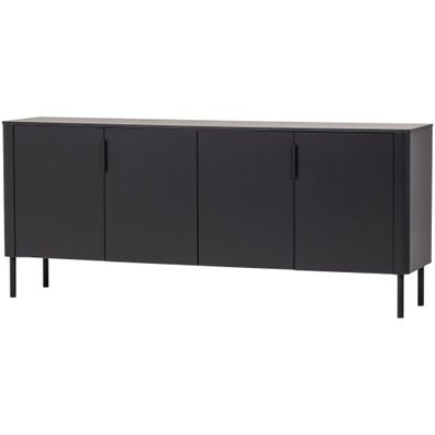 Sideboard Gunnar Kiefer FSC, modern zeitloses Design, mattschwarz, 200 x 44 x 85 cm