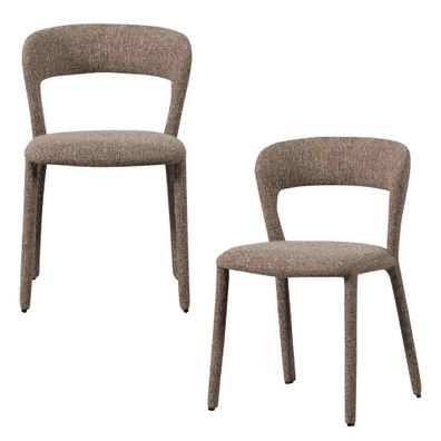 Esszimmerstuhl Noble 2er-Set, weicher Melange-Stoff, modern gepolstert, Farbe Sand