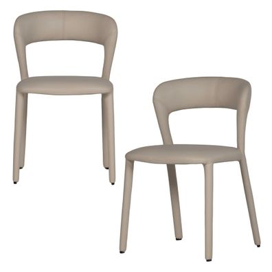 Esszimmerstuhl Noble 2er-Set, Kunstleder modern gepolstert, Beige, komfortables Desig