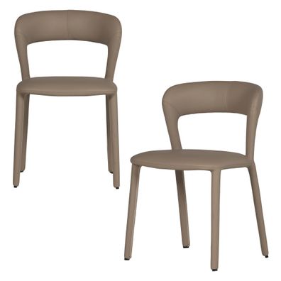 Esszimmerstuhl Noble 2er-Set, Kunstleder gepolstert, modern, Sand, komfortables Desig