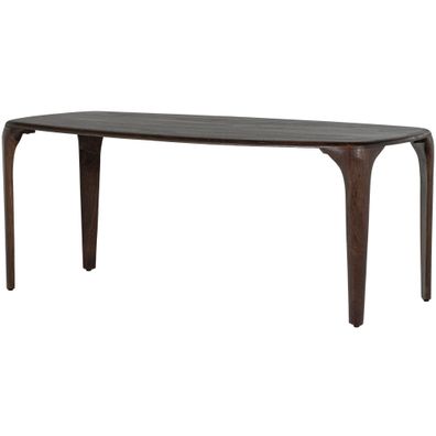 Esstisch Fiore Mangoholz, ovales Retro-Design, dunkelbraun mit Walnuss-Finish, 190 x