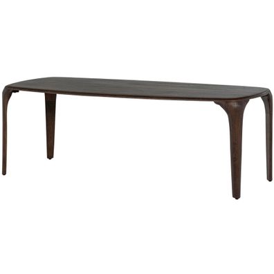 Esstisch Fiore aus Mangoholz, ovales Design, Retro Modern Stil, dunkelbraun mit Walnu