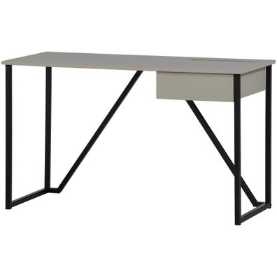 Schreibtisch New Julius aus FSC-Kiefernholz, modern mit Schublade, hellgrau, 126 x 53