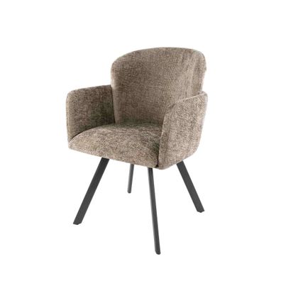 2er-Set Armstuhl Ecarm 360° drehbar mit Chenille-Bezug, Champagne (Gr. 58x61x85 cm)