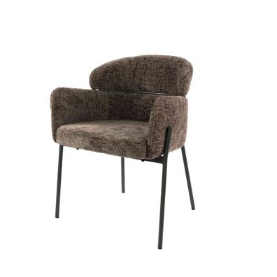 Armstuhl Vura 2er-Set mit Chenille-Bezug und Metallgestell, Taupe (Gr. 62x61x80 cm)