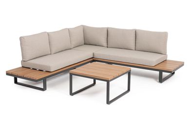 Gartenecksofa Marzela aus Aluminium und Olefin, modern, wasserabweisend, mit Couchtis