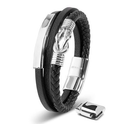 Serasar, lederarmband "proud" für herren, mit magnetverschluss