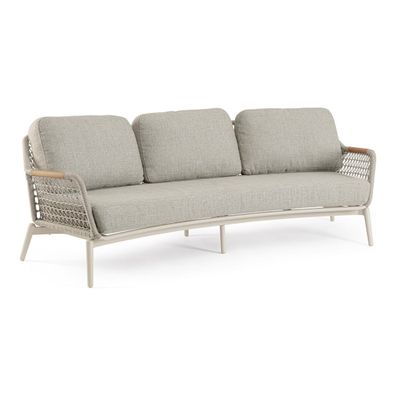 3-Sitzer Gartensofa Orelua - Aluminium Pelikan & Olefin-Geflecht Grau, inkl. Kissen