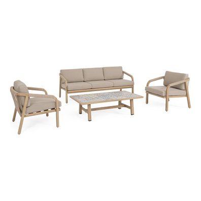 4er Garten-Set Aremilak - Aluminium Desert Sand, Olefin Taupe, Big