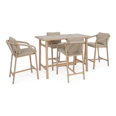 5er Garten-Barset Aremilak - Aluminium Desert Sand, Olefin Taupe