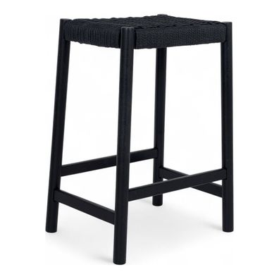 Barhocker Adina aus Eichenholz und Papiergarn, Schwarz/Schwarz (Gr. 44x37x66 cm)