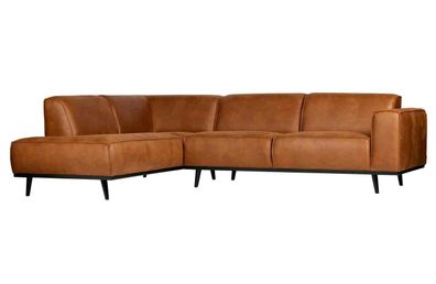 Ecksofa Statement Lederoptik, modern links, cognacbraun, komfortabel gepolstert