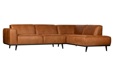 Ecksofa Statement Lederoptik, modern rechts, cognac braun, bequeme Polsterung, robust